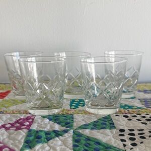 Libbey Kent Cut Crystal Old-Fashioned Rocks Glasses Set of 5, Diamond Cross Cut